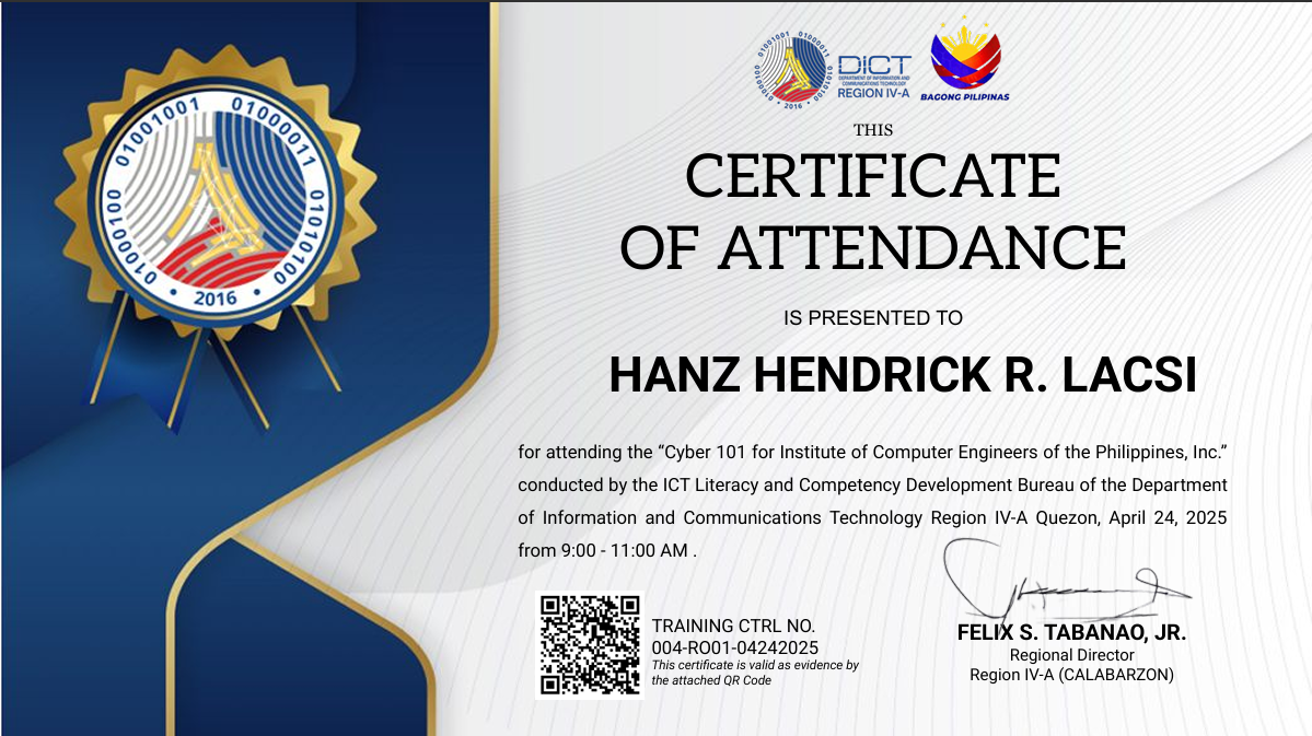 DICT - Cyber 101 certificate preview