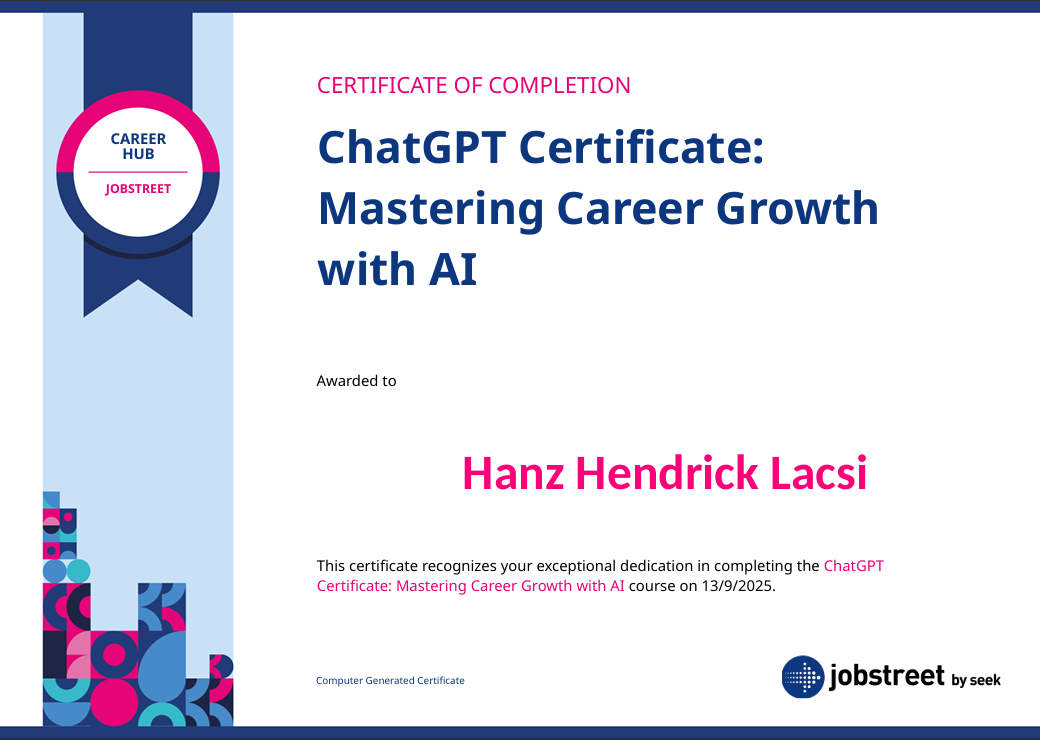 Jobstreet - Mastering Career Growth with AI certificate preview